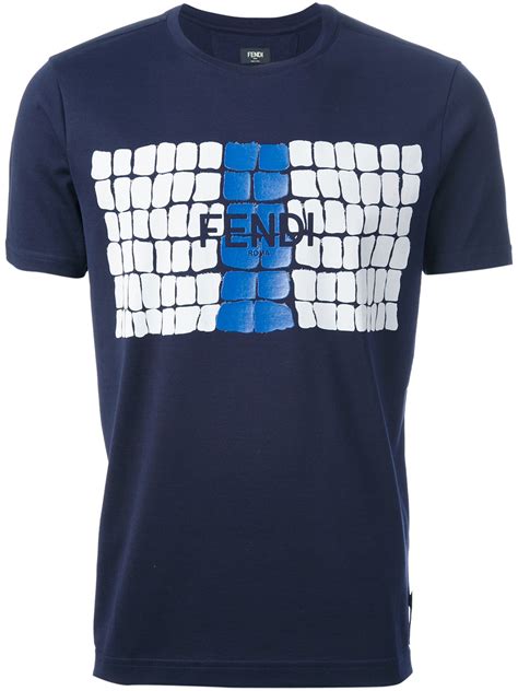 mens fendi blue t shirt|Fendi t shirt original.